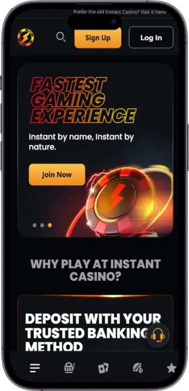 Instant Casino homepage