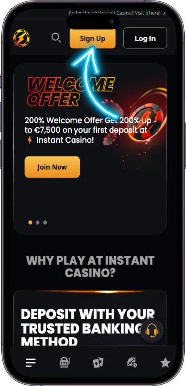 Instant Casino registratieknop