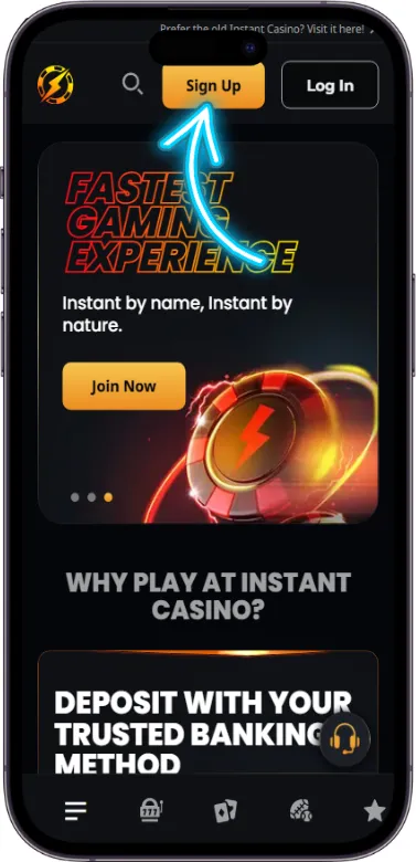 Instant Casino sign-up button